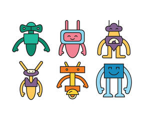 cute robot avatars set vector illustration