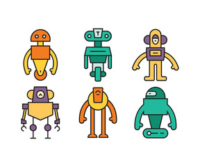 cartoon robot avatars set vector illustration