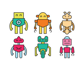 cute robot avatars set vector illustration