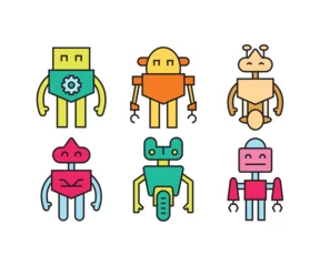 Glasschilderij Robot cute robot avatars set vector illustration