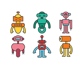 cartoon robot avatars set vector illustration