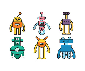 cartoon robot avatars set vector illustration