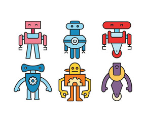 cartoon robot avatars set vector illustration