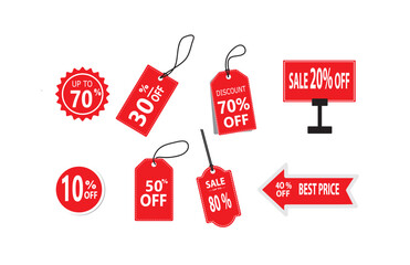 Discount offer tag icon. Sale label tag with percentage sign. Vector shopping label, sticker discount,