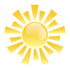 Vector sun. Isolated on a white background. A bright sun icon. Vector illustration in a flat style