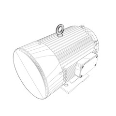 Electric motor icon on white background. Outline engine electric power. Electric contour generator motor. Vector color web icon. Creative illustration design, idea for infographics..