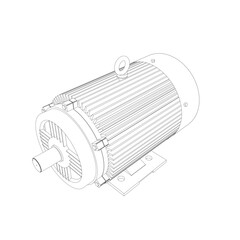 Electric motor icon on white background. Outline engine electric power. Electric contour generator motor. Vector color web icon. Creative illustration design, idea for infographics..
