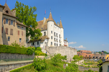 Fototapeta na wymiar View of the Nyon Castle in Nyon, Switzerland