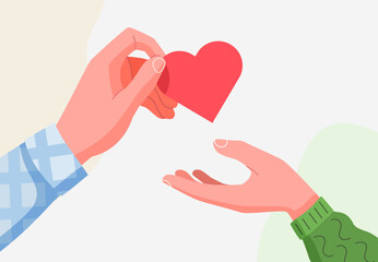 Hand give red heart. Healthcare and hospital medical concept. Donation concept. Valentine day.