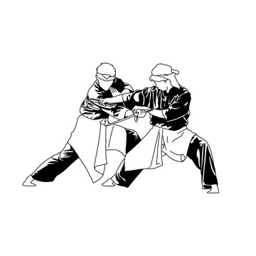 illustration of pencak silat duel 