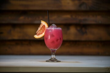 Shallow focus shot of a glass of cocktail on a table