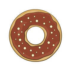Chocolate donut. Cartoon. Vector illustration. Isolated on white background