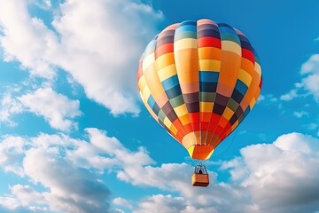 Naklejka premium Colorful Hot Air Balloons in Flight, AI Generated