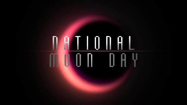 National Moon Day with red moon in dark galaxy, motion abstract futuristic, cosmos and sci-fi style background