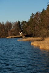 Vertical shot of the Seehamer See Lake in Bavaria, Germany