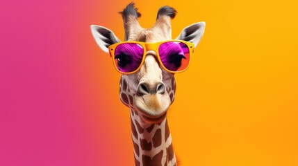 Cool giraffe with sunglasses