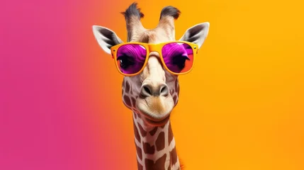 Foto op Aluminium Cool giraffe with sunglasses © ZEKINDIGITAL
