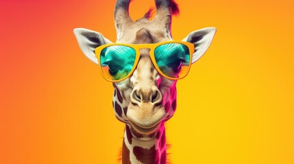 Cool giraffe with sunglasses