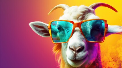 Cool goat with sunglasses