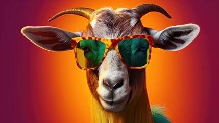 Cool goat with sunglasses