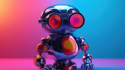 Cool robot on colorful background