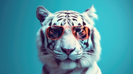 Cool white tiger with sunglasses