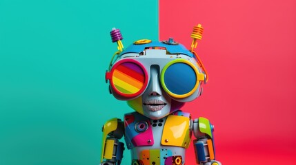 Obraz na płótnie Canvas Cool robot on colorful background