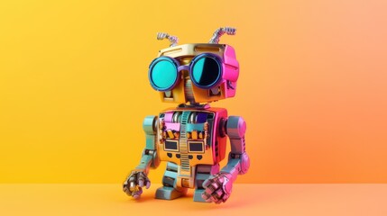Cool robot on colorful background