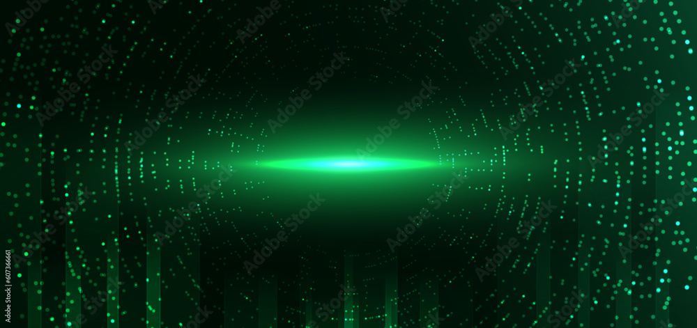 Poster abstract technology futuristic digital dot pattern with lighting glowing particles elements on dark 