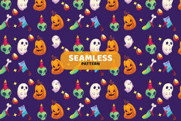 Halloween seamless pattern design. Text with a repetitive pattern.