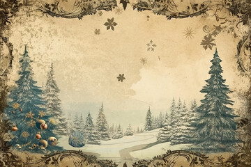 AI generative traditional and vintage illustration with a christmas theme 