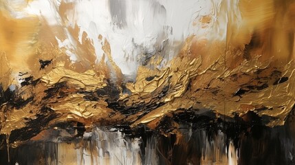 Abstract oil painting on canvas texture in yellow and black colors, abstract background. Generative AI.