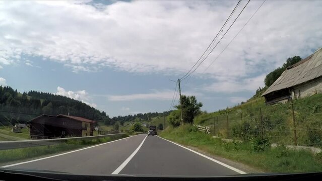 Driving through saxon villages and landscapes of Romania