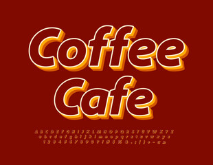 Vector advertising poster Coffee Cafe. Bright Stylish Font. Trendy 3D  Alphabet Letters and Numbers set