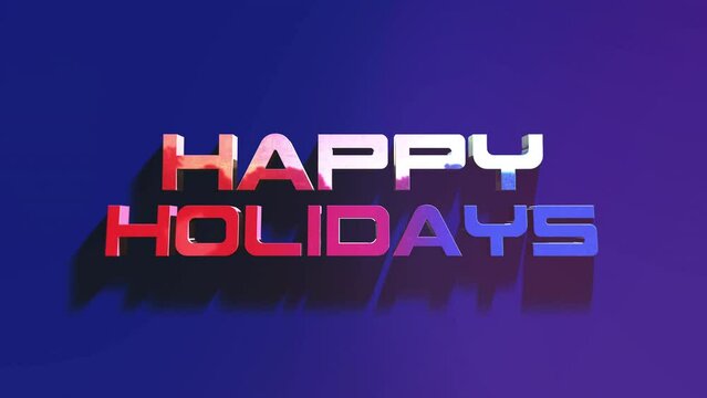 Modern Happy Holidays text on blue fashion gradient, motion abstract business, promo, holidays and winter style background