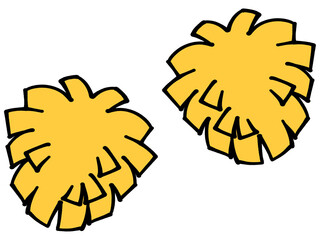 チアリーディングの黄色いポンポンのイラスト素材