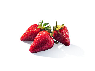 Isolated strawberry. a few strawberries fruit isolated on white, invisible background