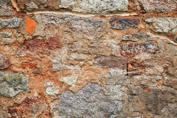 Ancient brick wall. Old wall texture background.