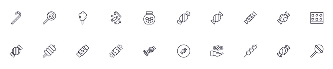 Obraz premium Collection of modern candy outline icons. Set of modern illustrations for mobile apps, web sites, flyers, banners etc isolated on white background. Premium quality signs.