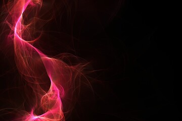 Black background with flowing bright pink lights and copy space