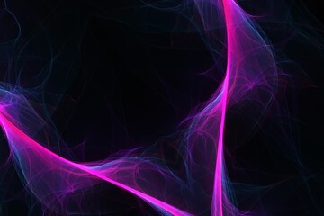 Black background with flowing bright purple lights and copy space