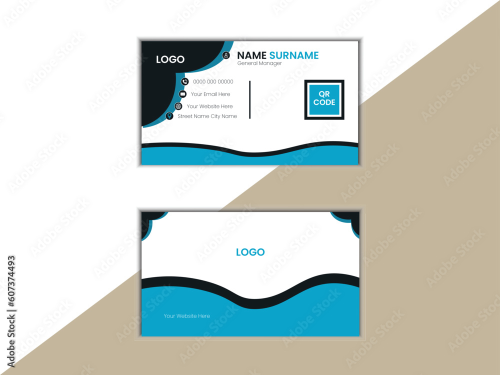 Wall mural Title Double-sided creative business card template. Portrait and landscape orientation. Horizontal and vertical layout. Vector illustration