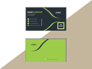 Title Double-sided creative business card template. Portrait and landscape orientation. Horizontal and vertical layout. Vector illustration