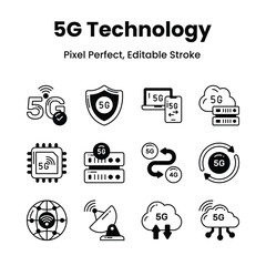 Unleash creativity with our 5G network icons empower your visuals with sleek and modern icons that symbolize the power of high-speed connectivity.