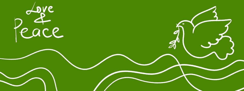 Banner verde colomba bianca pasquale con ramo di oliva amore e pace