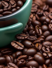 macro closeup cup of beans created by Generative AI.