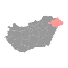 Szabolcs Szatmar Bereg county map, administrative district of Hungary. Vector illustration.