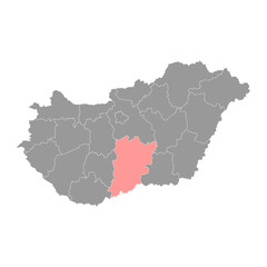 Bacs Kiskun county map, administrative district of Hungary. Vector illustration.