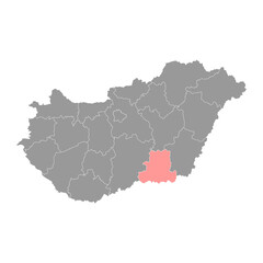 Csongrad Csanad county map, administrative district of Hungary. Vector illustration.
