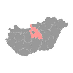 Pest county map, administrative district of Hungary. Vector illustration.
